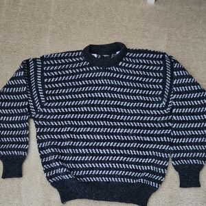 Men's Classic Black and White Crewneck Sweater